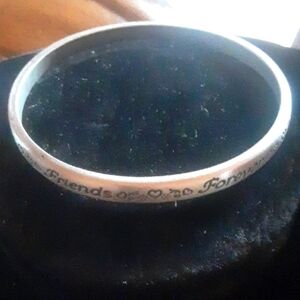 Engraved Silver Tone Bangle Bracelet